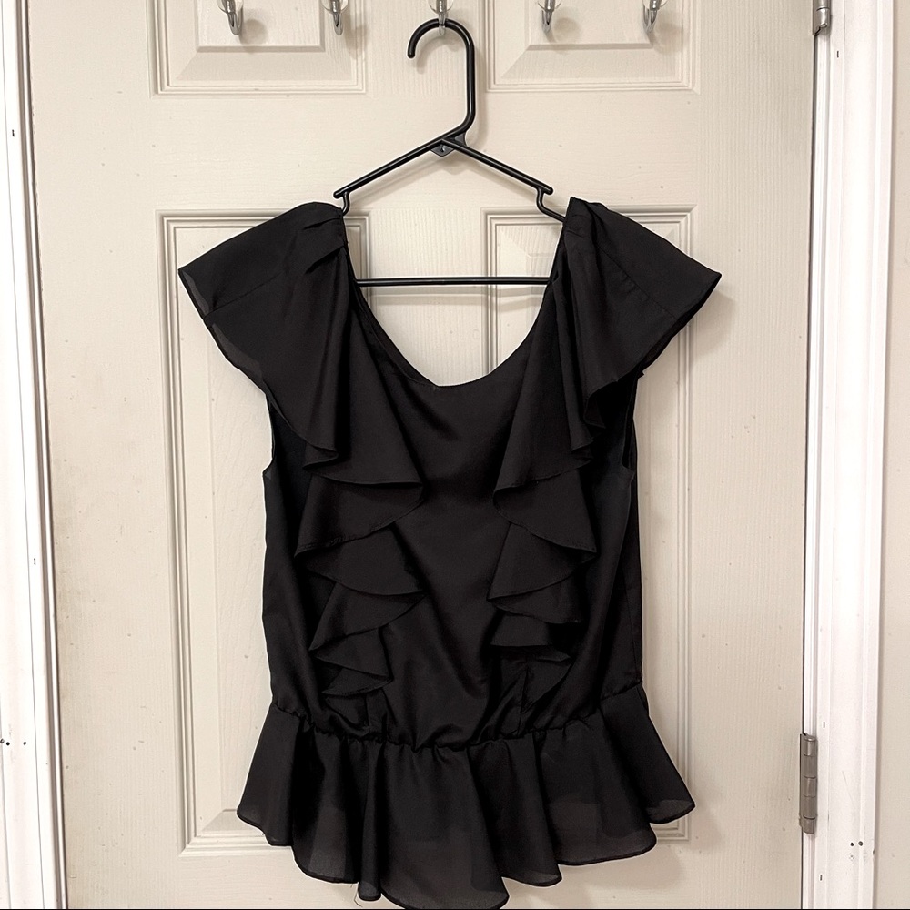 Paisley and Ivy black ruffled blouse